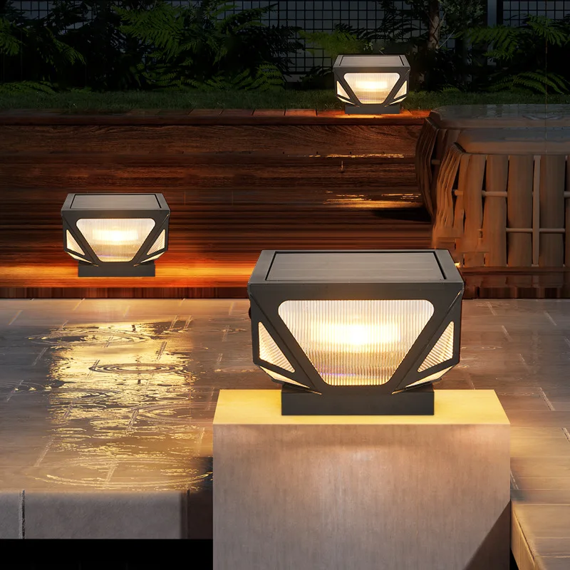 High quality designer style outdoor wall solar garden light villa wall landscape garden gate waterproof pillar light