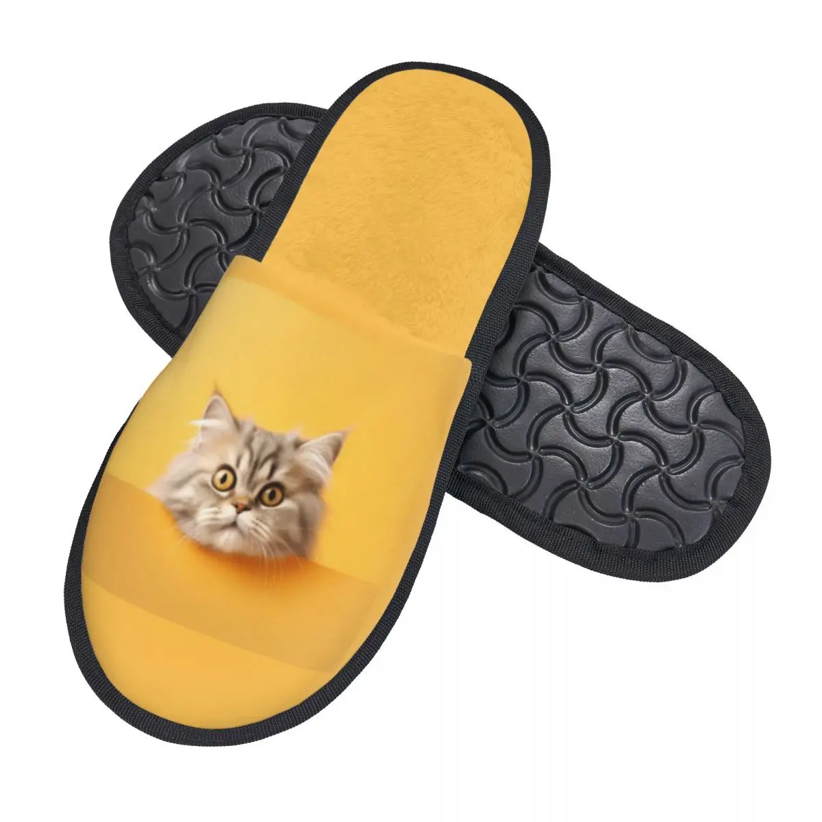 Indoor Slippers Cute Persian Kitten Plush Slipper Autumn Winter Shoes House Flat Floor for Bedroom