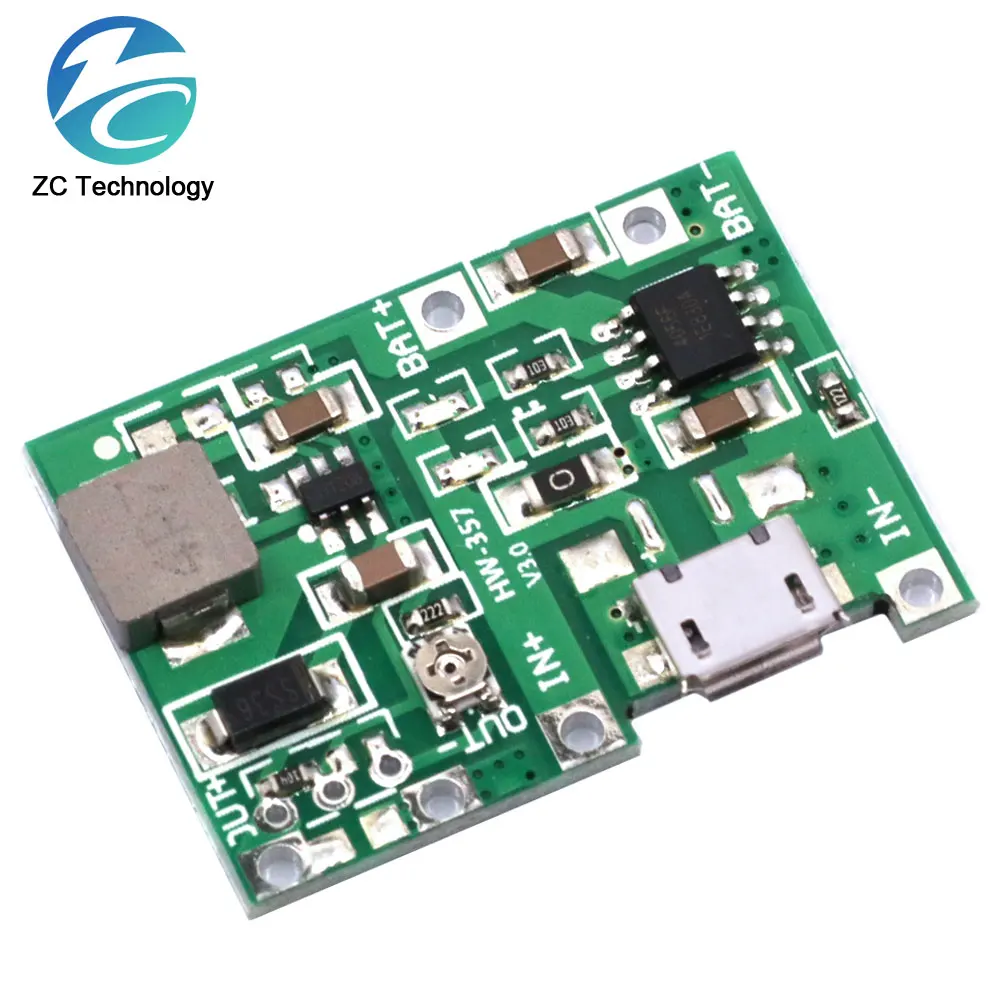 3.7V 4.2V Lithium Li-ion 18650 Battery Charger Board DC-DC Step Up Boost Module TP4056 TC4056 DIY Kit Parts