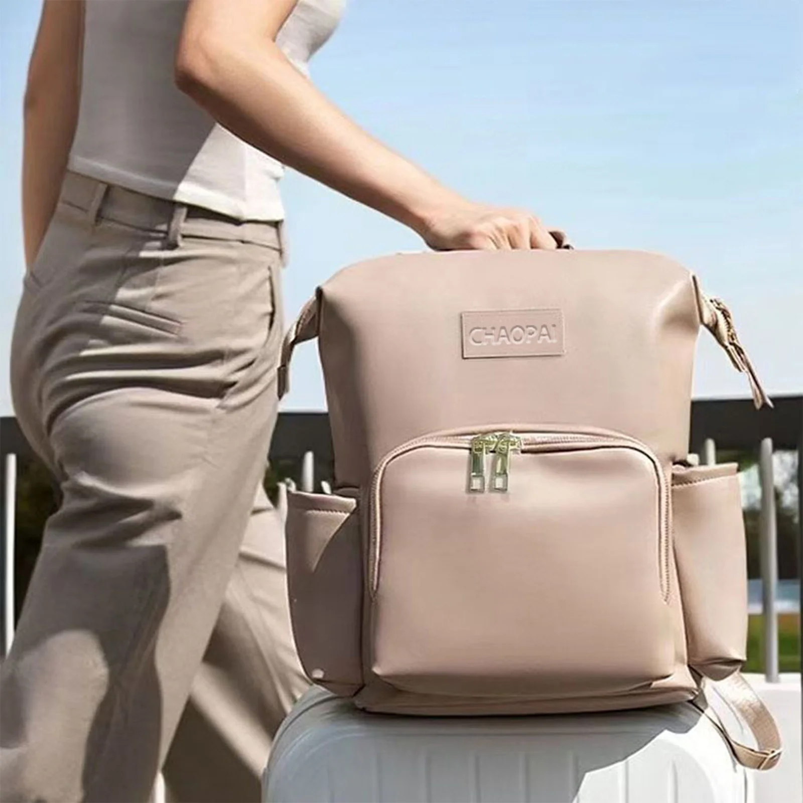 

Multifunction Leather Diaper Bag Large Capacity Baby Stuff Bag Outdoor Travel Maternity Backpack Waterproof Insulated Mommy Bag