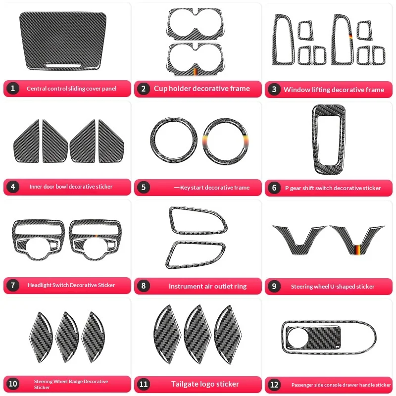 

For Mercedes W205 C-Class GLC Carbon Fiber Interior Decoration Sticker for Dashboard Cup Holder Steering Wheel