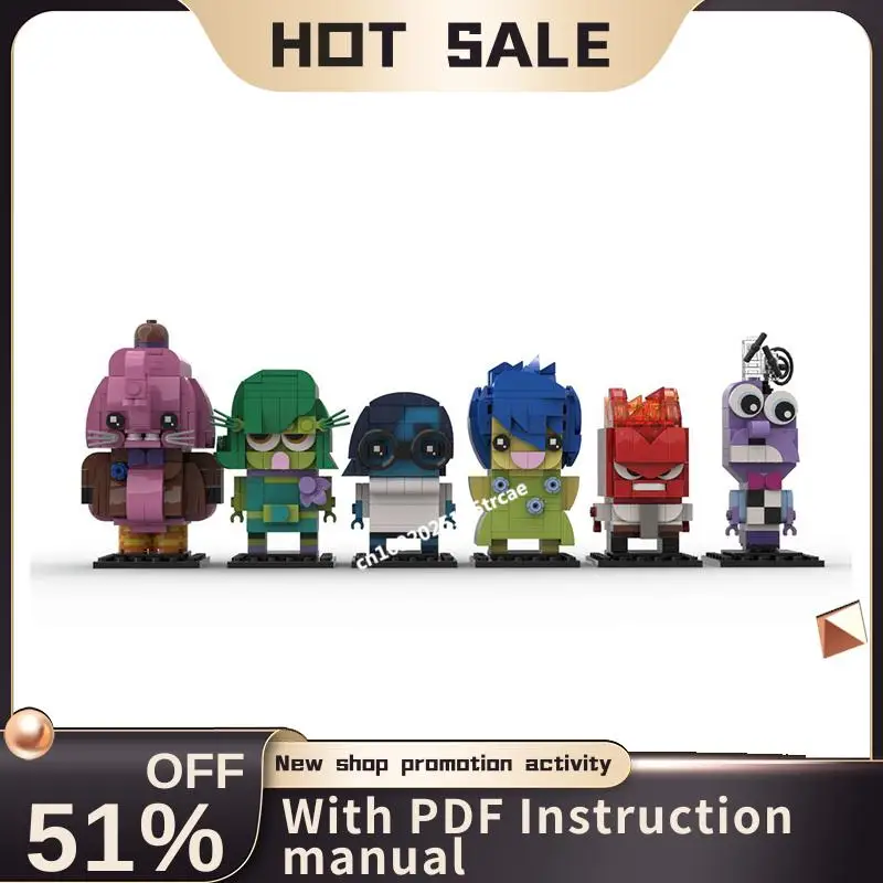 

New Popular Cartoon Movie Series Inside Out Character Square Head Figures Model Blocks Diy Creative Ideas Kid Toy Birthday Gifts