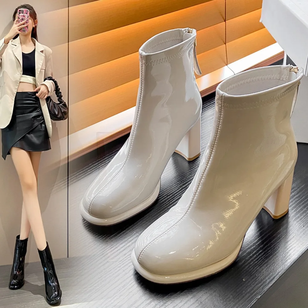 

Women's Short Boots 2024 New Arrival Autumn/winter Versatile Fashionable High-heeled Shoes Rubber Upper Material