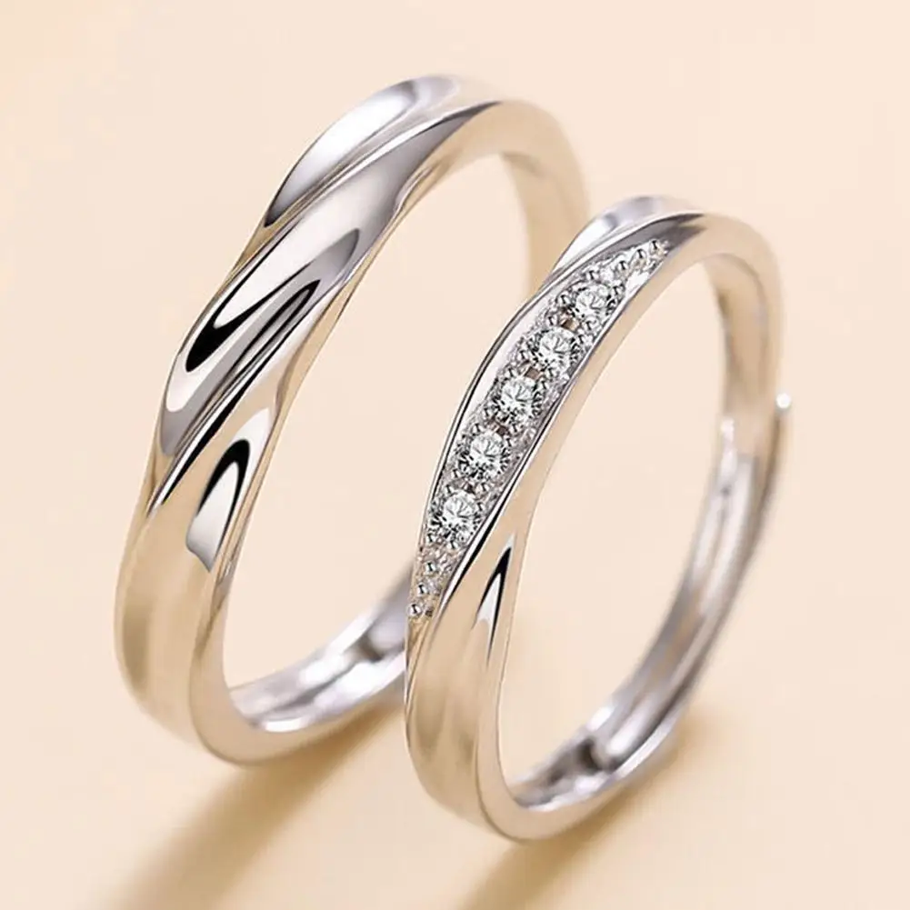 2Pcs Couple Rings For Lovers Stainless Steel Wedding Set Women Love Jewelry Silver Color Valentine's Day Anniversary Gifts