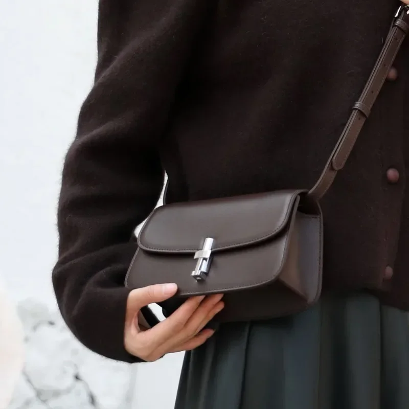 Niszowa minimalistyczna torba Crossbody Retro kwadratowa luksusowa elegancka jednokolorowa torba na ramię proste, dopasowane, modne bolsy