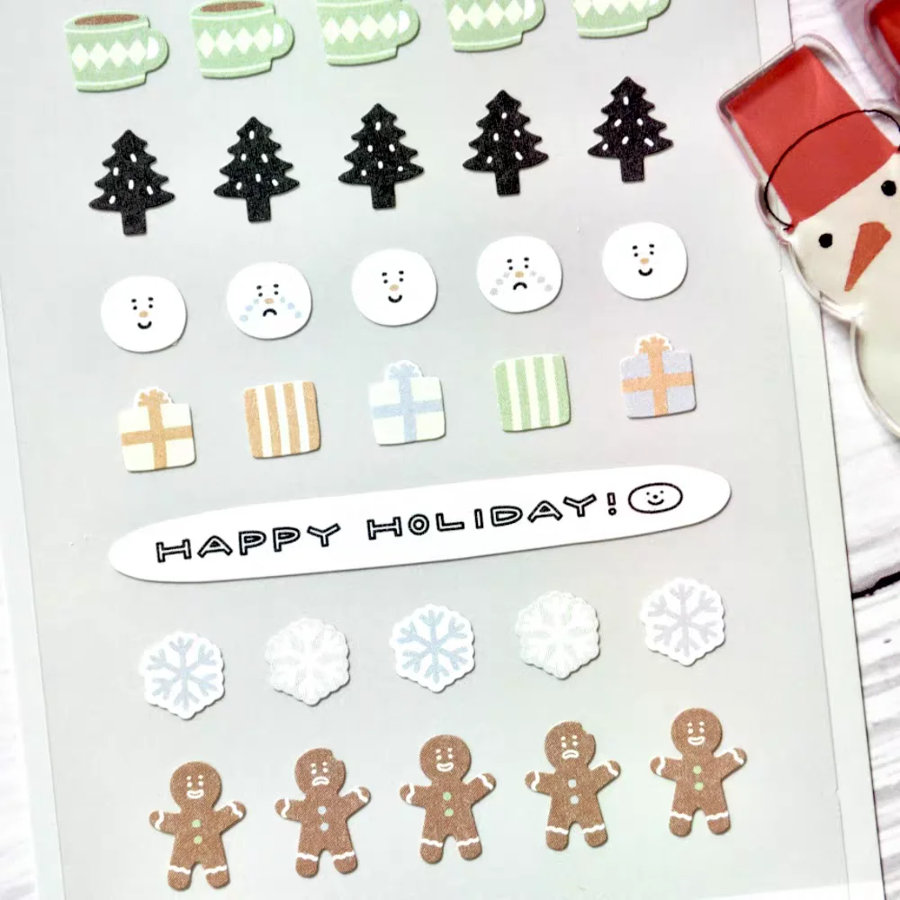 Korean Import Brand Suatelier Snowman Cookies Snowflakes Mini Sticker Scrapbooking Diy Journaling Diary Stationery Sticker 129