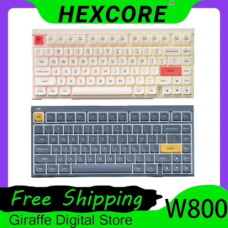 HEXCORE W800 Mechanical Keyboard Bluetooth Three Mode Hot Swap Hexcore Link E-sports Gaming Keyboard RGB PC Gamer Accessories