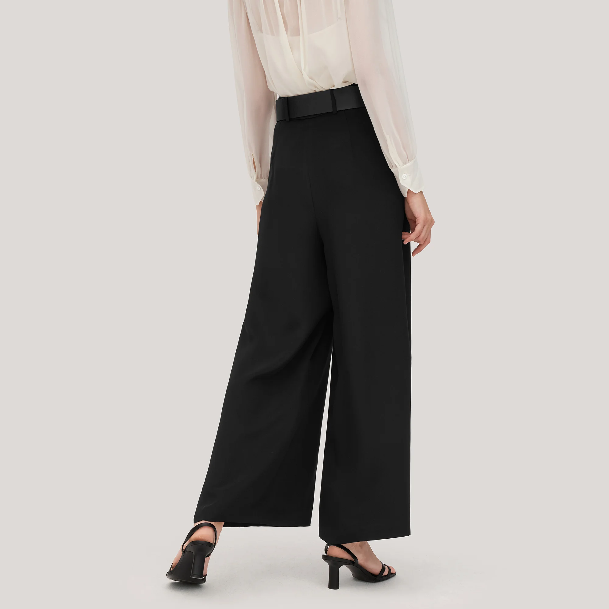 LILYSILK Womens Heavy Crepe Silk Iris Pants High Waist Pocket Deisgn Wide Leg Trousers