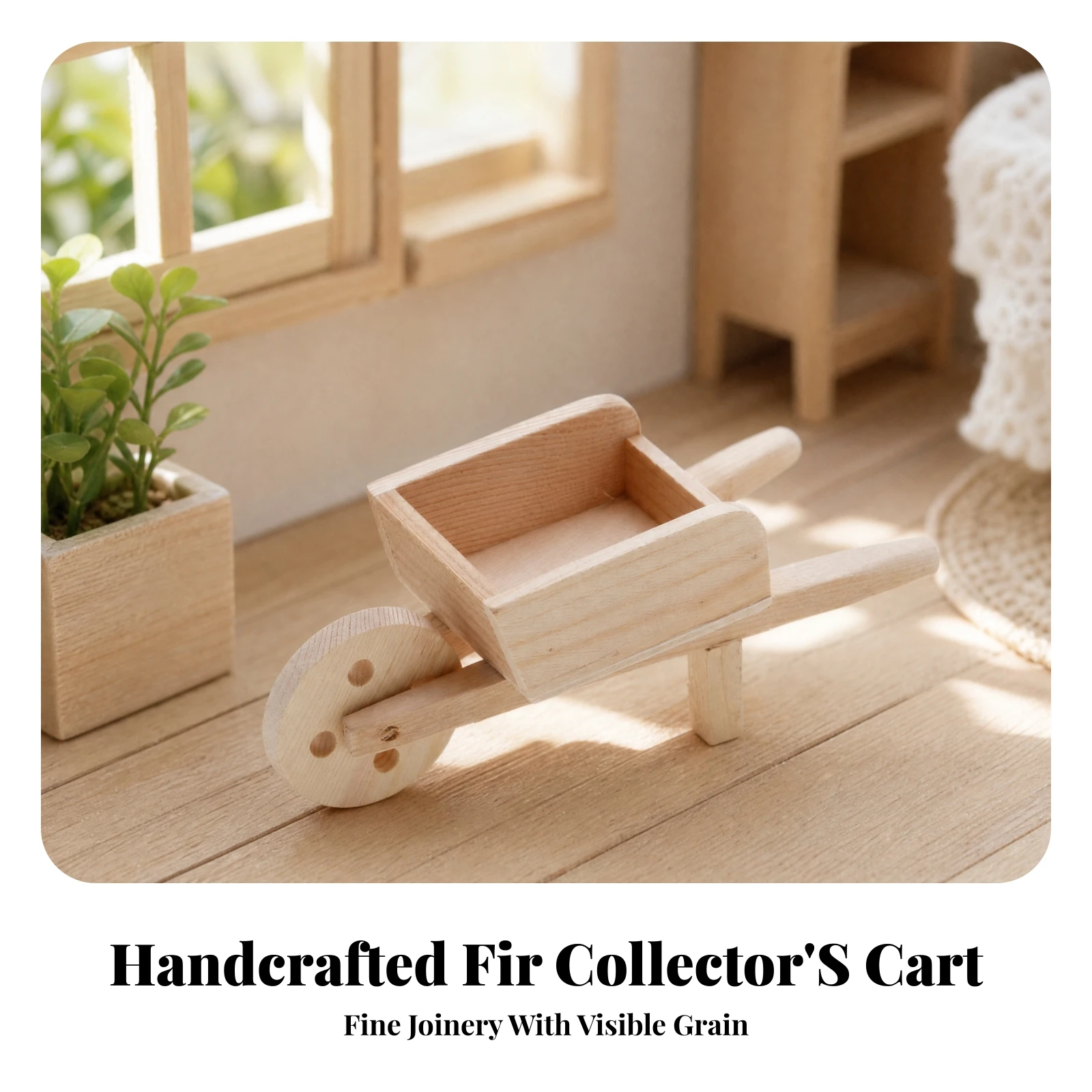 Ornament Compact Miniature Wheelbarrow with Tray for Dollhouse Collectors, Garden Decoration, Hobby Displays