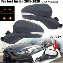 For Ford Fusion 2015-2020 US Side Rearview Mirror Heated glass Turn Signal Blinker Flasher Light Lamp Puddle Light Assembly