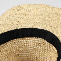USPOP New Spring Summer Fashion Casual Simple Crochet Raffia Cowboy Hat with Curled Brim Outdoor Sun Protection Straw Hat - Image 5
