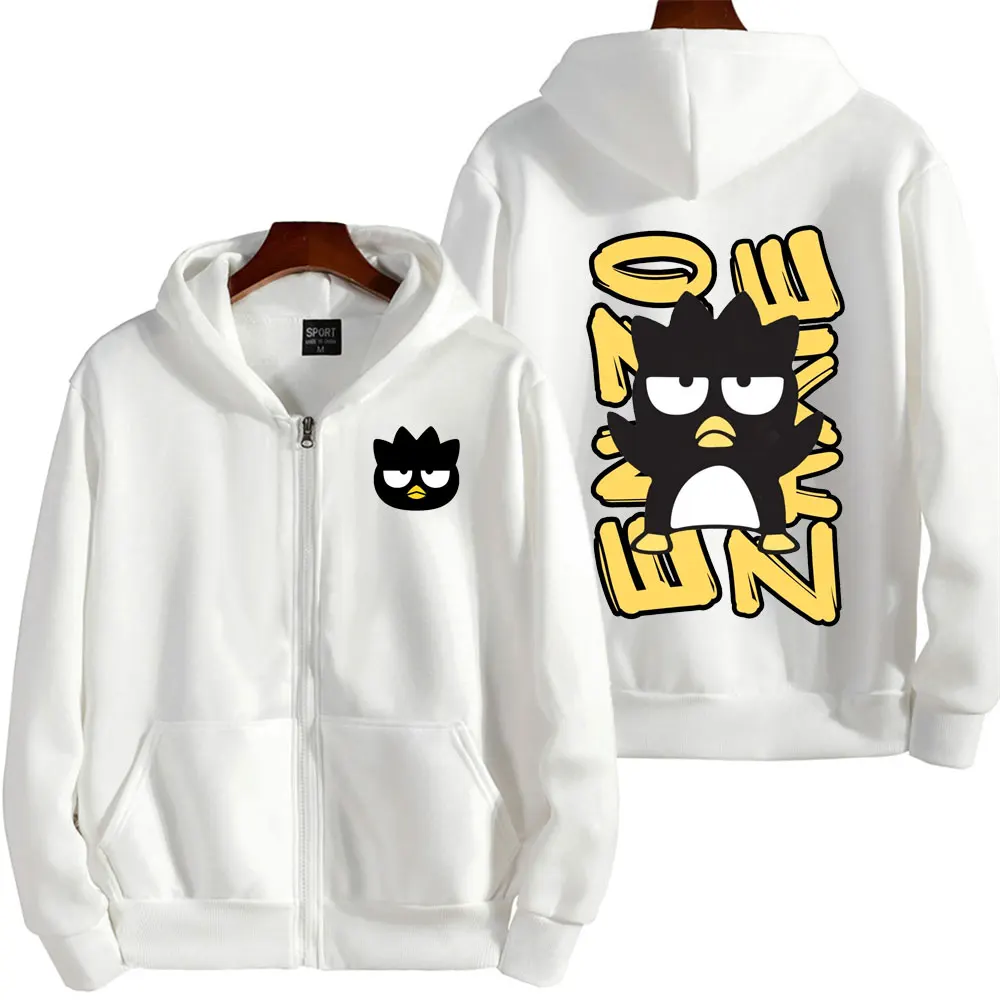 Sanrio Bad Badtz Maru Cartoon Anime Men Zip Up Hoodie Spring Autumn Fashion Women Sweatshirt 2024 New Couple Jacket Coat