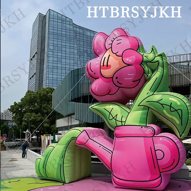 3M 4M inflatable cartoon flower watering can air model plant outdoor activities decorative props