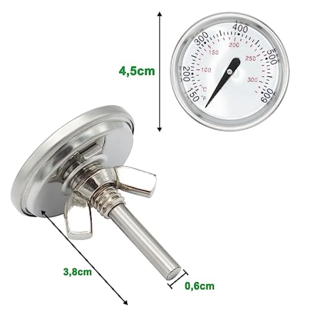 65040 7581 For Weber Grill Thermometer Stainless Steel BBQ Temp Gauge Compatible with Q Series Gas Grills 45MM