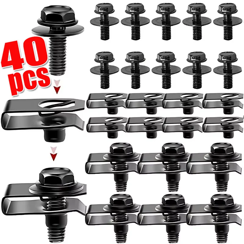 Car Body Bolts U Type Nut Clips M6 Automobile Bumper Fender Rivet Engine Cover Undertray Splash Shield Guard Liner Screws Clips