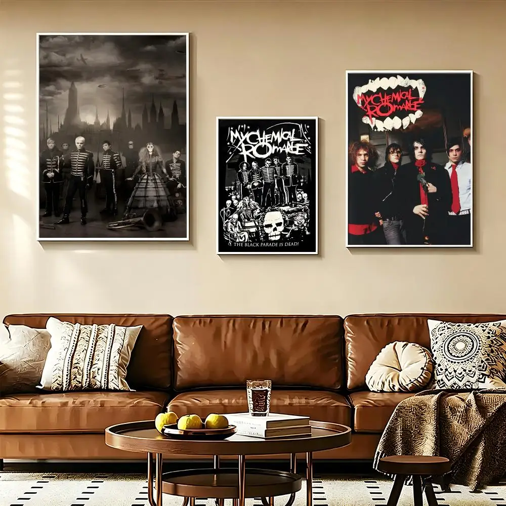 music M-My Chemical Romance Poster Self-adhesive Paper Print Home Living Room Bedroom Entrance Bar Cafe Art