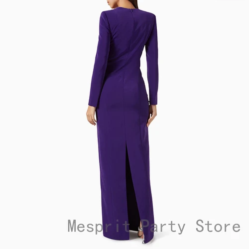 Imagen 2 del producto Vestido de noche morado de lujo para boda, largo hasta el suelo, vestido de fiesta, vestido Formal de manga larga, vestido Beaidng de Arabia Saudita