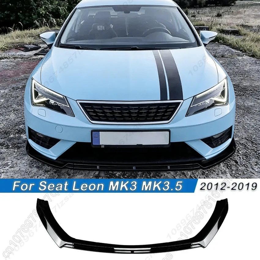 

Для Seat Leon 3 MK3 MK3.5 5F TDI TSI ST SC 2012-2019 передний бампер, спойлер, диффузор, нижний сплиттер, комплект кузова, глянцевый черный
