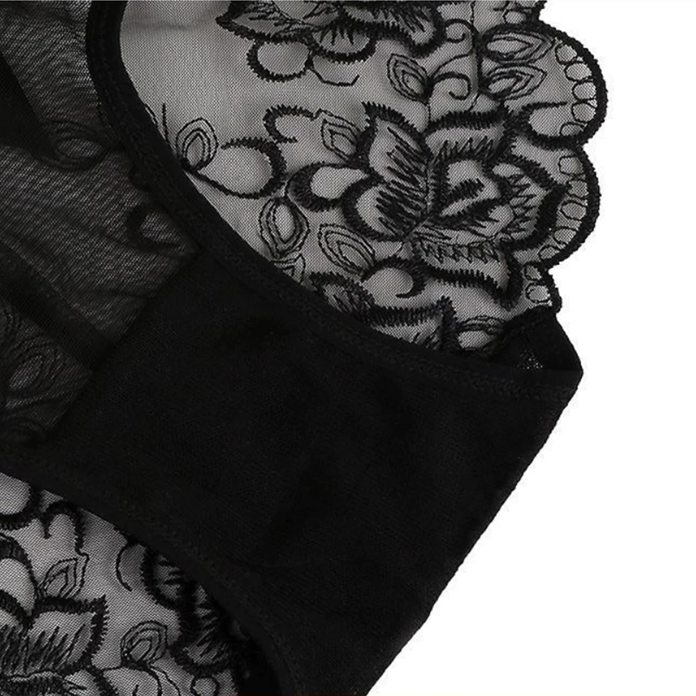 Women Transparent Underwear Sexy Sheer Mesh Knicker Thongs G-String Panties Floral Lingerie Low-Waist Thin Underpants 