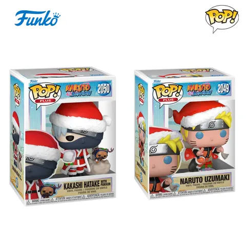 Naruto Anime Figure Plus Kakashi Hatake with Pakkun #2050 Naruto Uzumaki #2049 (Holiday Outfit) FUNKO POP Limited Edition Toy