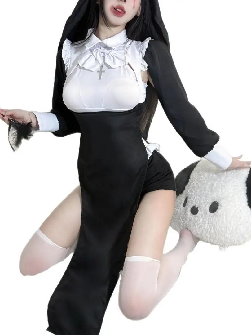 Sexy Nun's Costume Women's loween Cosplay Clothing Maid Outfit Set Student Work orm Alternative No Brand Registered Tr...