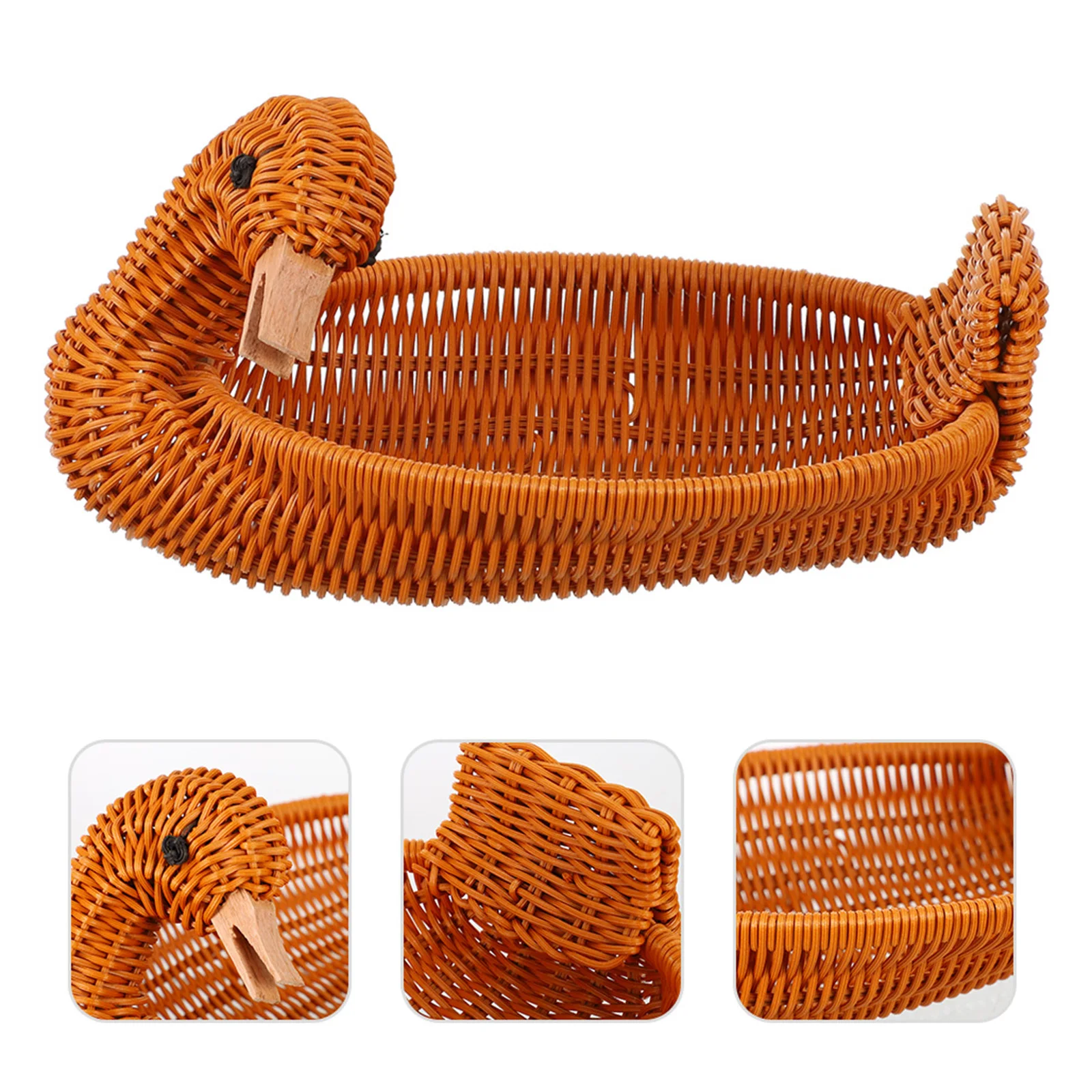 

Delicate Woven Fruit Basket Premium Imitation Rattan Food Storage Baskets Reusable Snack Holder For Home Kitchen Office