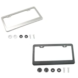 Grey Solid Color License Plate Frames 1pc, Rust-Proof Aluminum Universal Car Tag Frame with Screw Caps for US Vehicles, 12 x 6