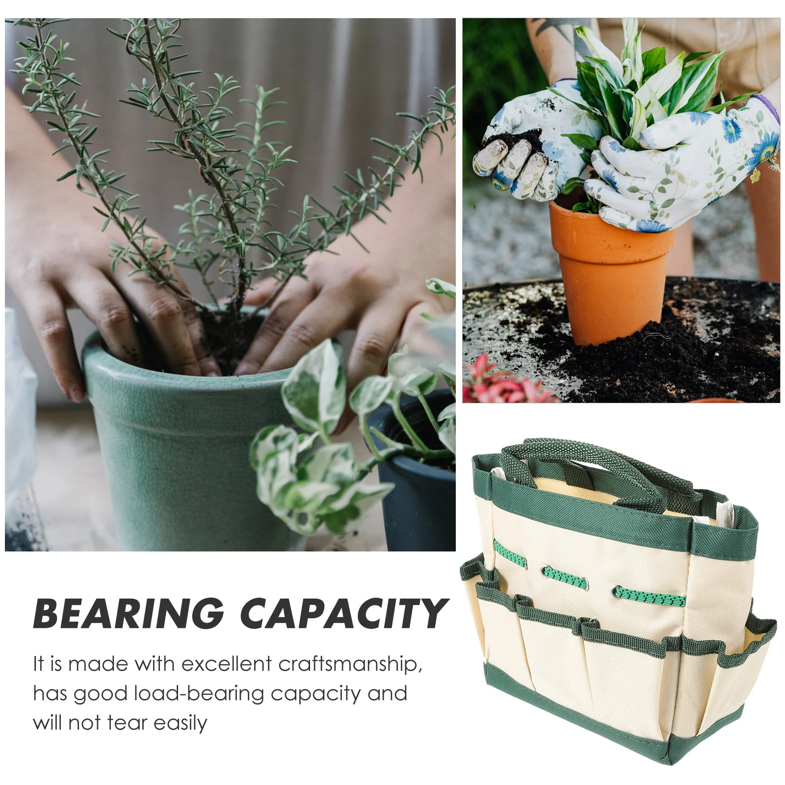 1 قطعة حقيبة تخزين أدوات الحديقة مقاومة للاهتراء مادة أكسفورد مع مقبض مريح لحقيبة أدوات البستنة