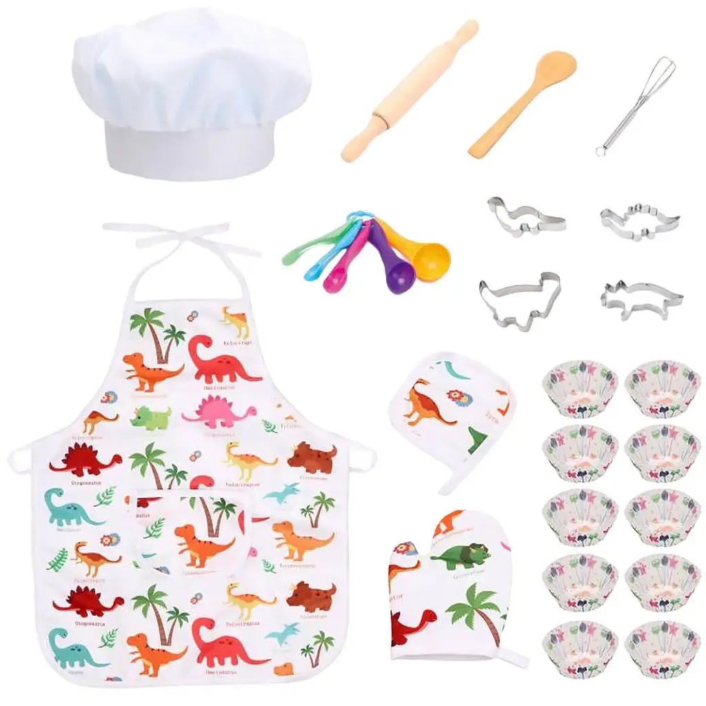 25x Roleplay Kids Chef Costume Set Baking Accessories Complete Cooking Gift Toys Hot Pad cook Uniform for Kitchen Age 4, 5, 6+ view 2