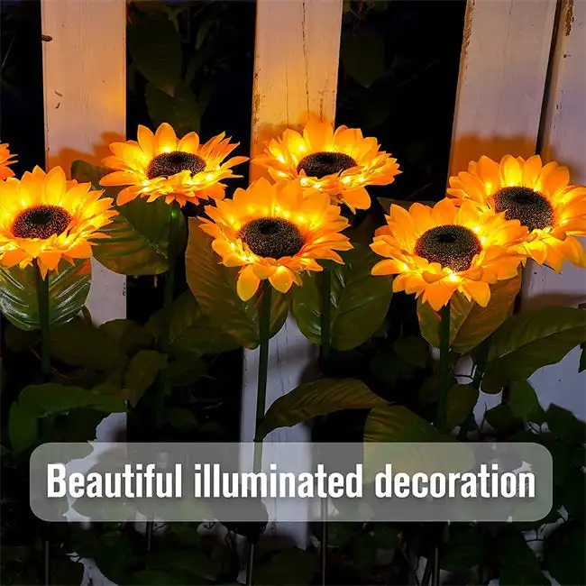 LED الشمسية عباد الشمس زهرة ضوء ديكور المنزل زهرة أضواء حديقة الديكور مصباح حديقة مقاوم للماء المشهد زهرة الخفيفة