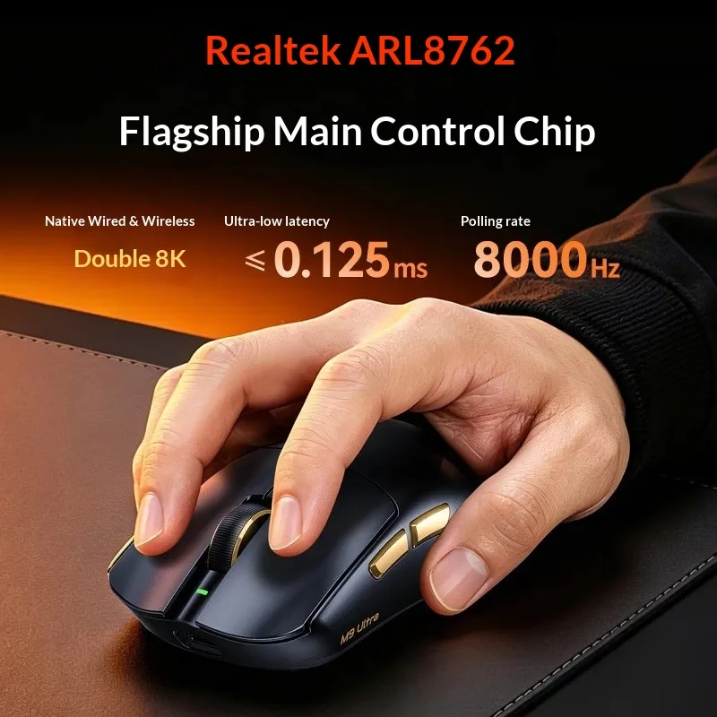 LINGBAO M9Ultra Wireless Gaming Mouse PAW3950 Dual 8KHz Polling Rate Lightweight design 400mAh BT 2.4G Wired Gaming Office Mouse