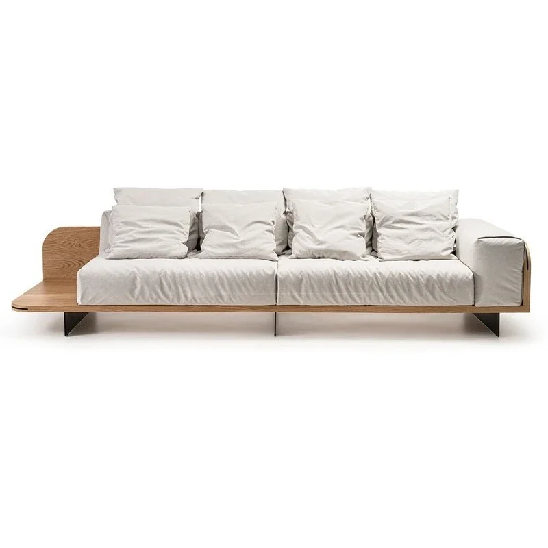 Log style Japanese solid wood, sofa antique style homestay technology, simple fabric villa, removable and washable fabric sofa