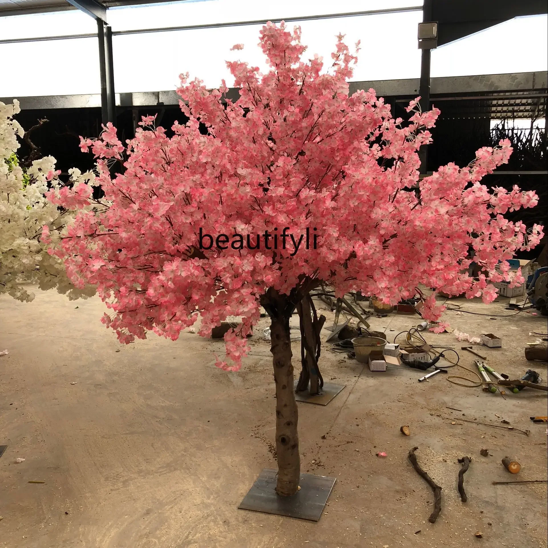 S1001Simulation White Pear Tree Large Fake Trees Decoration Lobby Wedding Hotel Fake Cherry Blossom Wishing Tree