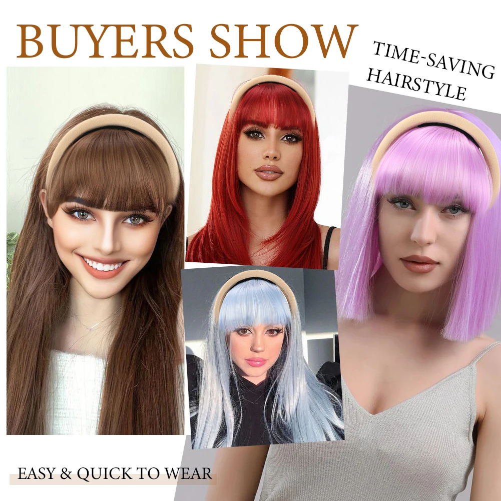 Front Hair Bangs Hair Synthetic Extensions With Magic Paste hair Bands Bangs Wigs Synthetic Wigs Headband for Women Girls