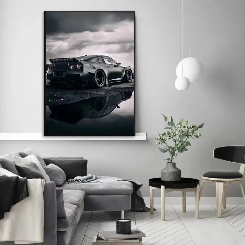 Black Industrial Style sport Car Poster print Luxury Brand Cars Canvas Painting Wall Art Picture for Home Living Room Decor