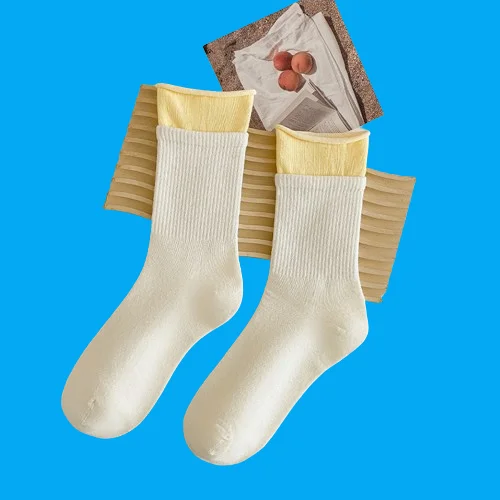 Fausses chaussettes à double manchette pour femmes, chaussettes carillon coréennes assorties, 2 pièces, 3/6 paires, nouveau document japonais, 2024