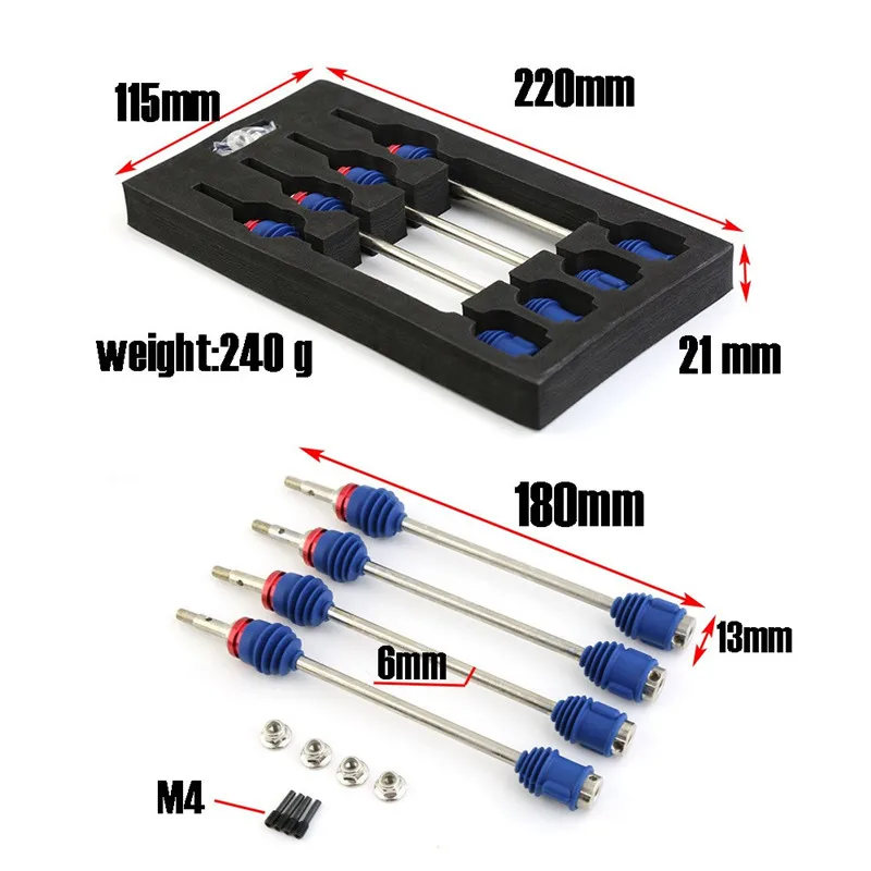 1/10 트랙사스 E-Revo/E-Maxx/T-Maxx/Revo RC 자동차 업그레이드 부품용 금속 강철 전방 후방 구동축 액슬 CVD # 5451R, 4 개