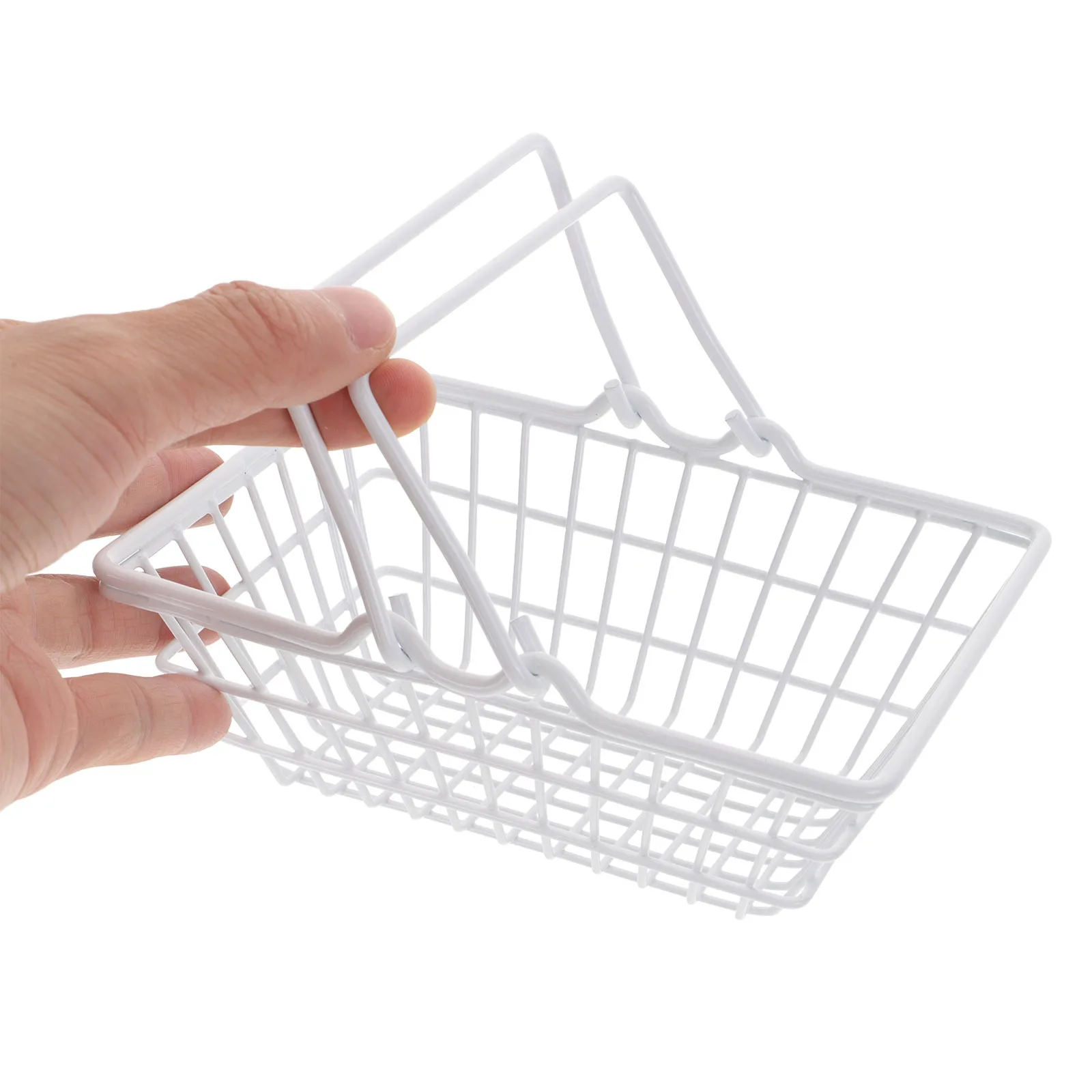 

Small Shopping Storage Basket Metal Desktop Organizer Compact Sundries Holder for Office Home Jewelry Data Cable