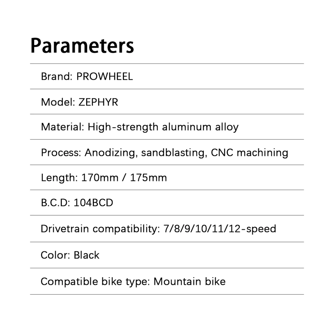 Prowheel Square Hole MTB Kurbel 170 175mm Mountainbike Kurbelarm 104BCD Kettenblatt 8 9 10 11 12 Gang Fahrradteile – Detail 2