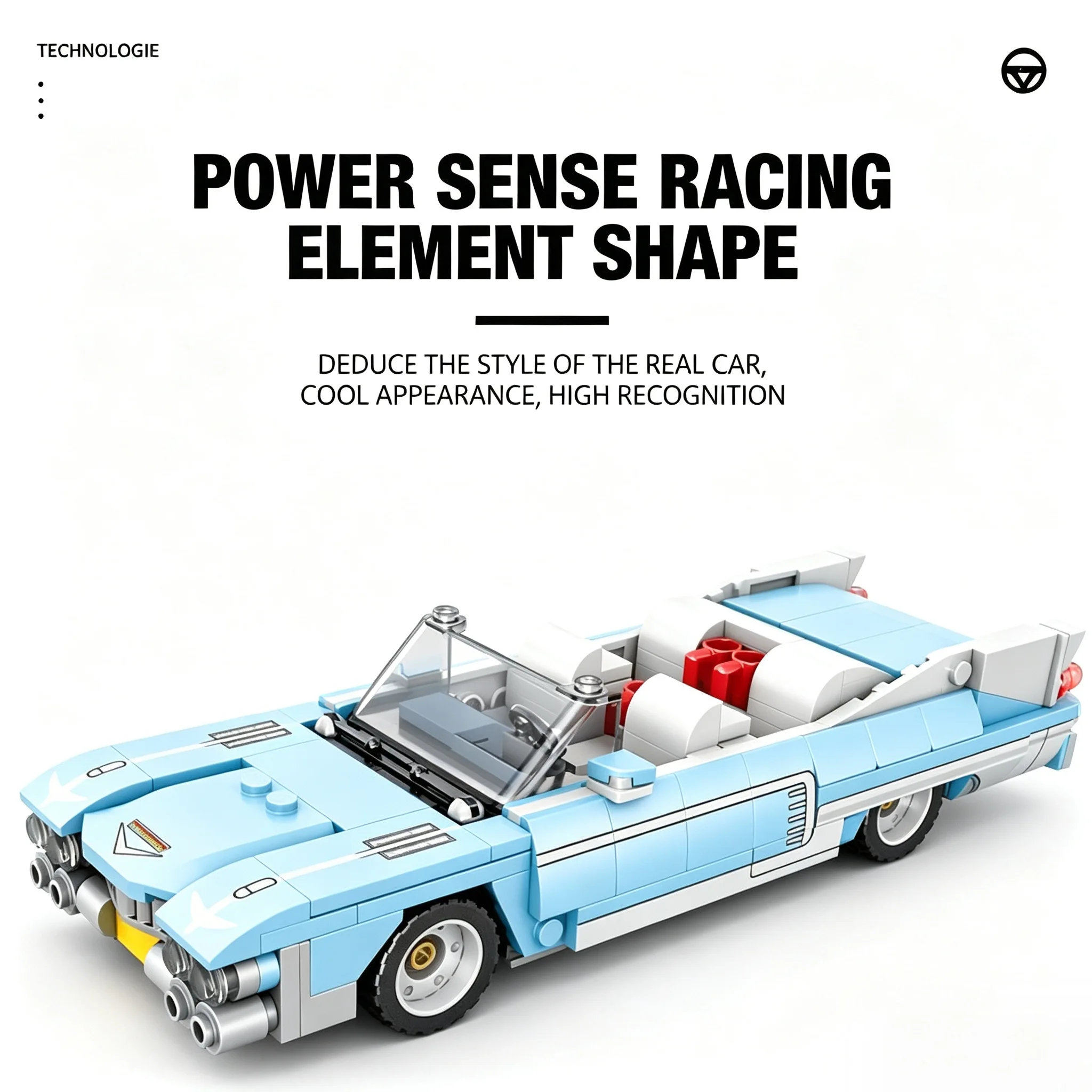 

City Sports Car Building Blocks Convertible Model Eldorado Building Set Realistic Appearance Puzzle Assembly Educational Toy Gif