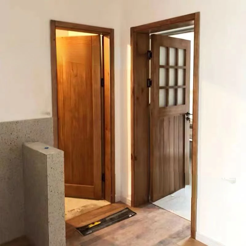 Old Elm Solid Wood Door Household Arch-Made Soundproof Entry Door Anti-Theft Door Renovation Double Door