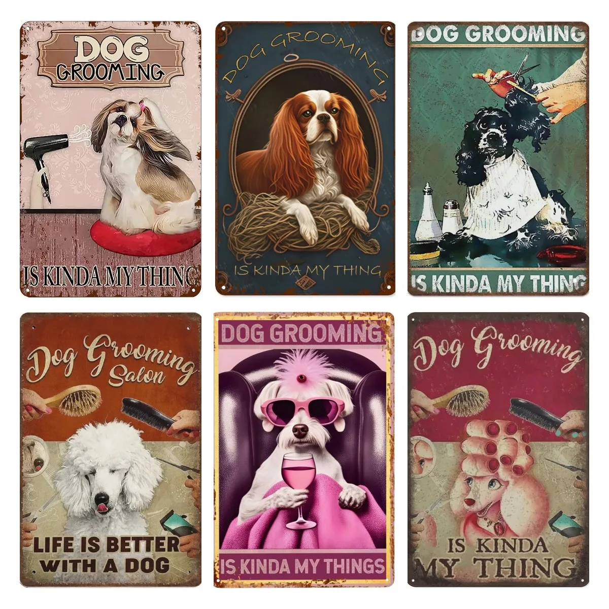 Vintage Signs Metal Signs Dog Grooming Is Kinda My Thing Tin Signs Retro Bar Club Cave Home Kitchen Wall Decor 12x8 Inch