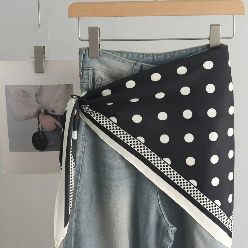 New Stacked Wear Polka Dot Triangle Scarf Waist Tie Triangular Shape Versatile Decorative Headscarf Neck Tie Stylish Layering image 3