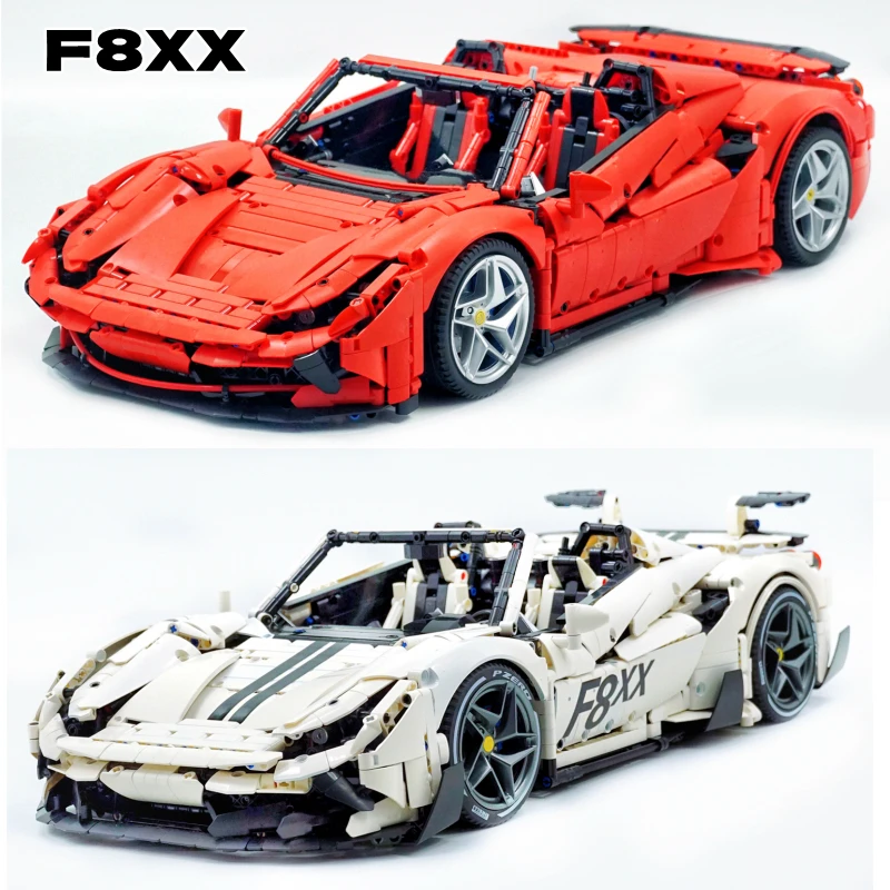 NEW MOC F8 Sport Car Super Car MOC 1:8 3781pcs Racing High-tech Technology Building Blocks Bricks Toys FerrariI