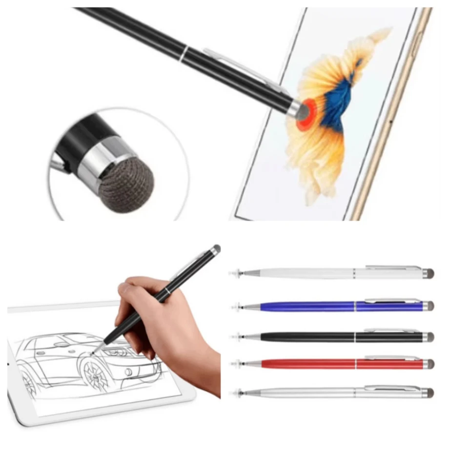 200pcs Universal 2 in 1 Stylus 14cm Rounded Thin Tip Touch Screen Pen for Capacitive Screens Smart Phone Tablets Drawing Pencil