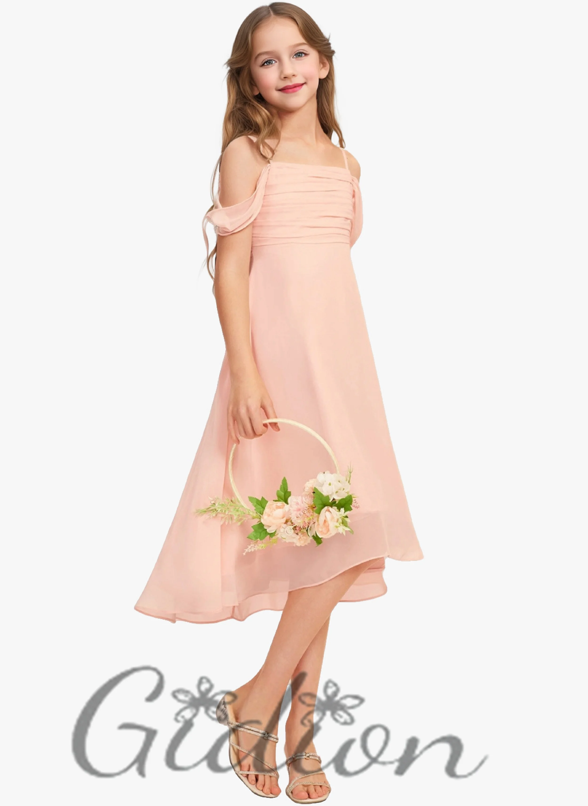 Vestido de gasa alto-bajo para niños, boda, cumpleaños, fiesta de noche, vestidos de baile, primera comunión, desfile, banquete, dama de honor Junior