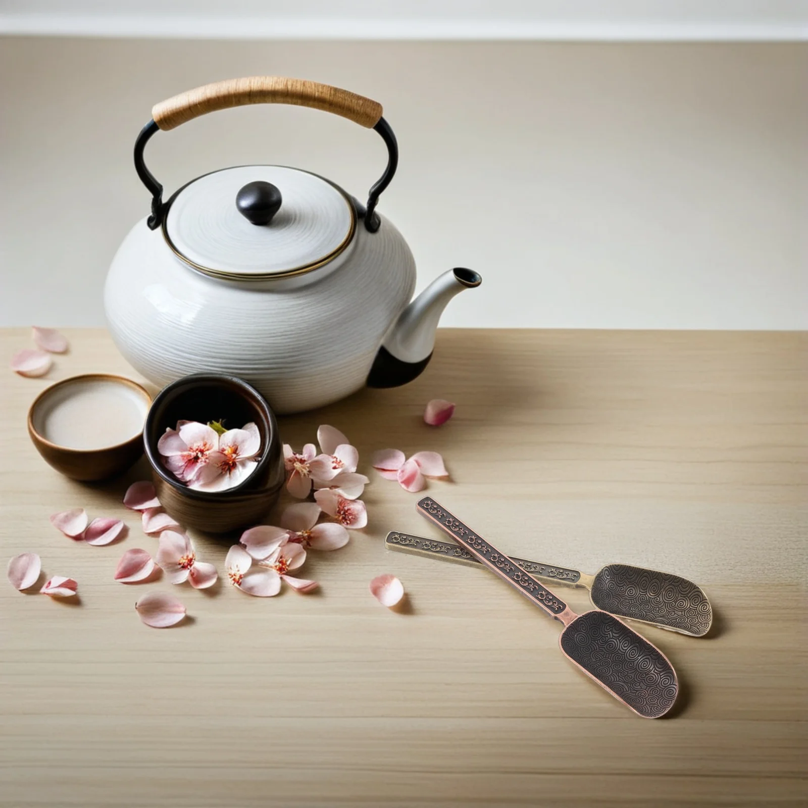 

2Pcs Metal Tea Measuring Scoop - Elegant Cloud Pattern Design for Loose Leaf Coffee Bean Serving Tea Making Art Tools Set