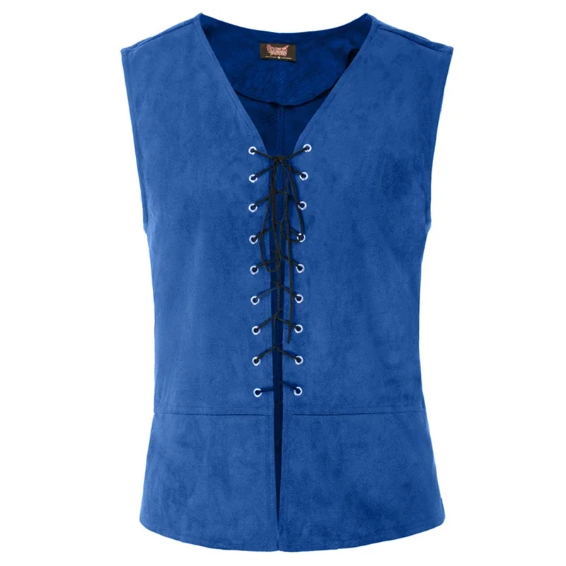 Mannen Punk Middeleeuws Vestkostuum Renaissance Steampunk Tops Gentleman Bandage Coat Retro Gothic Slim Knight Vest