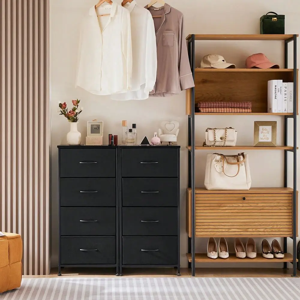 

Dresser For Bedroom With 4 Drawers, Storage Drawers, Skinny Fabric Storage Tower, Tower Organizer Unit, Chest Of Drawers With W