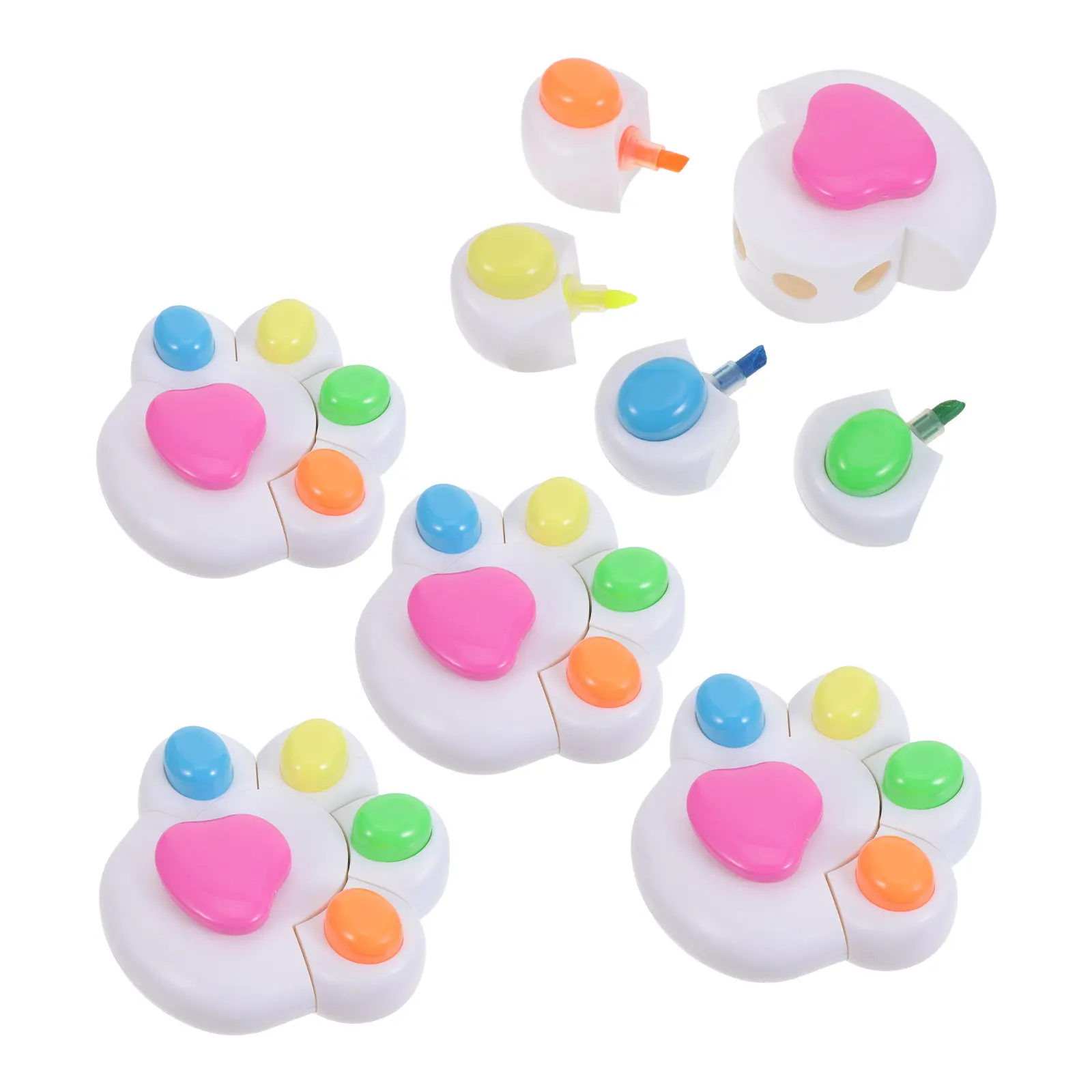 

Набор из 5 мини-маркеров «Кошачья лапка»: разноцветные пастельные маркеры, милые, кавайные, для плавного письма, для офиса, школы, для детей